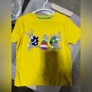 Mini Boden Yellow T-Shirt with Bunny and Egg Design